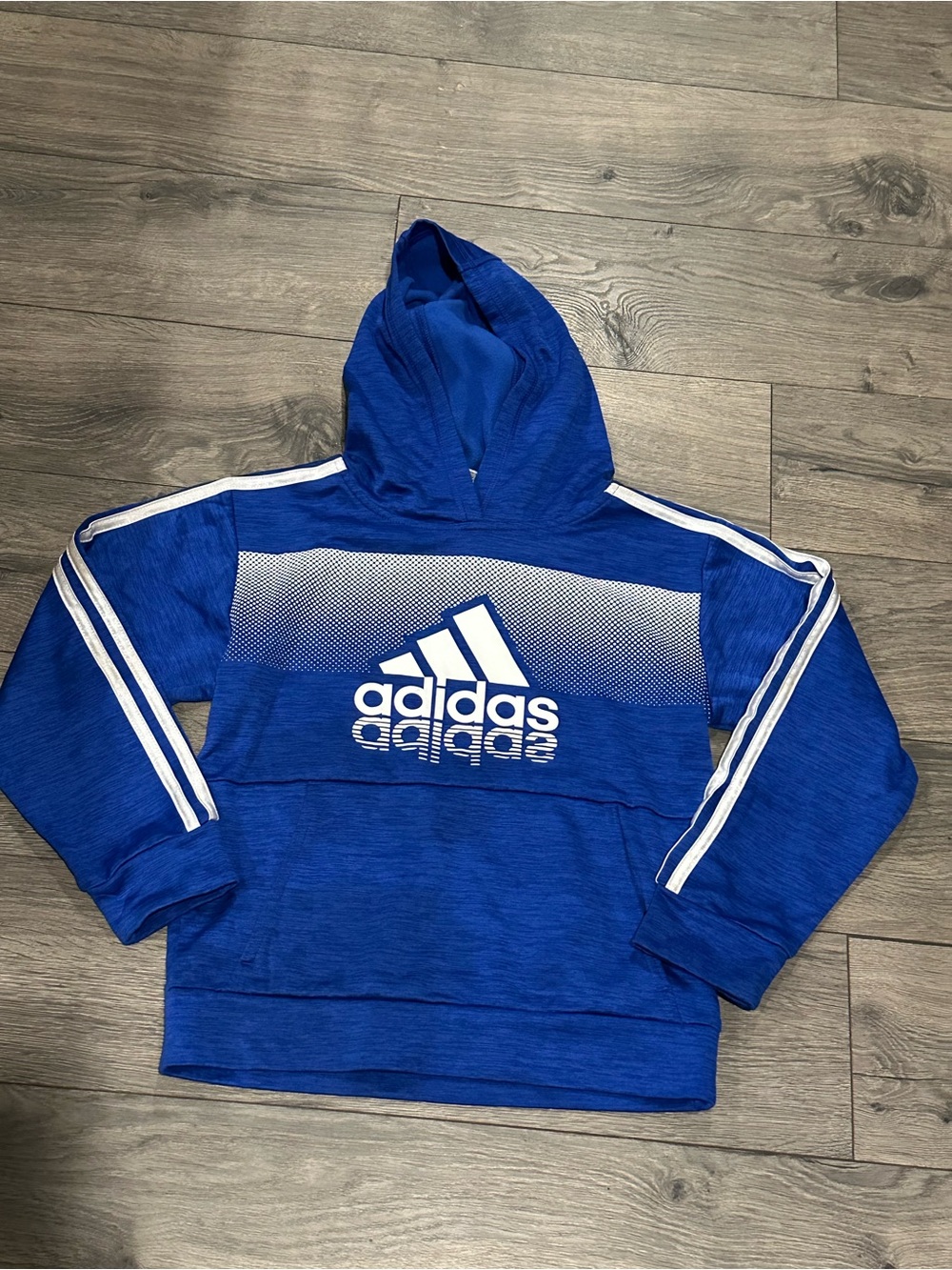adidas Royal Blue Kids Hooded Sweatshirt with White Logo